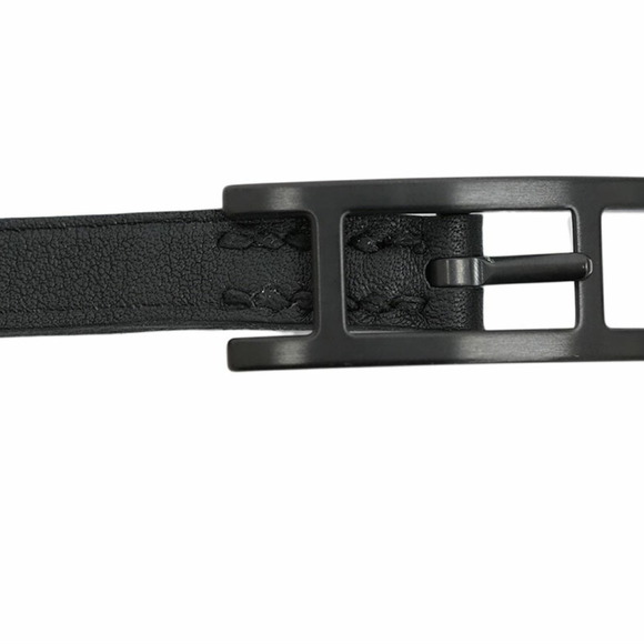 HERMES Leather Bracelet Biapi Double Tour Black So H010700CHAA Size T5 Men's - Picture 6 of 9